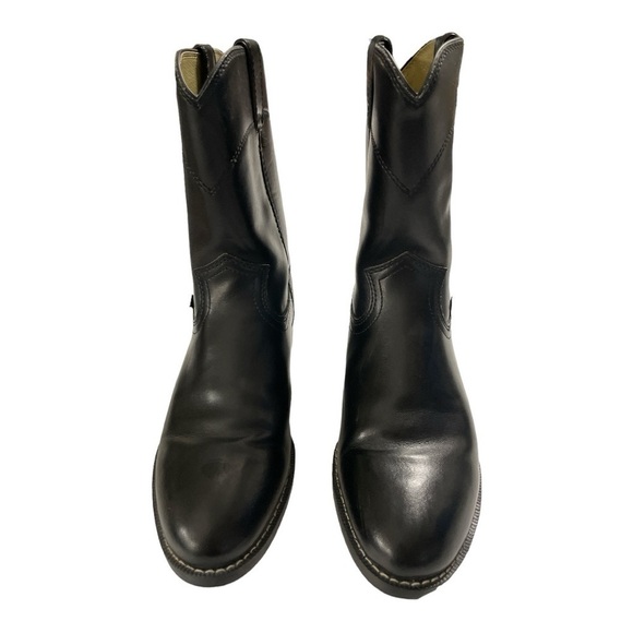 Justin Basics Black Cowboy Leather Roper Boot Men's Size 9EE - Picture 6 of 16